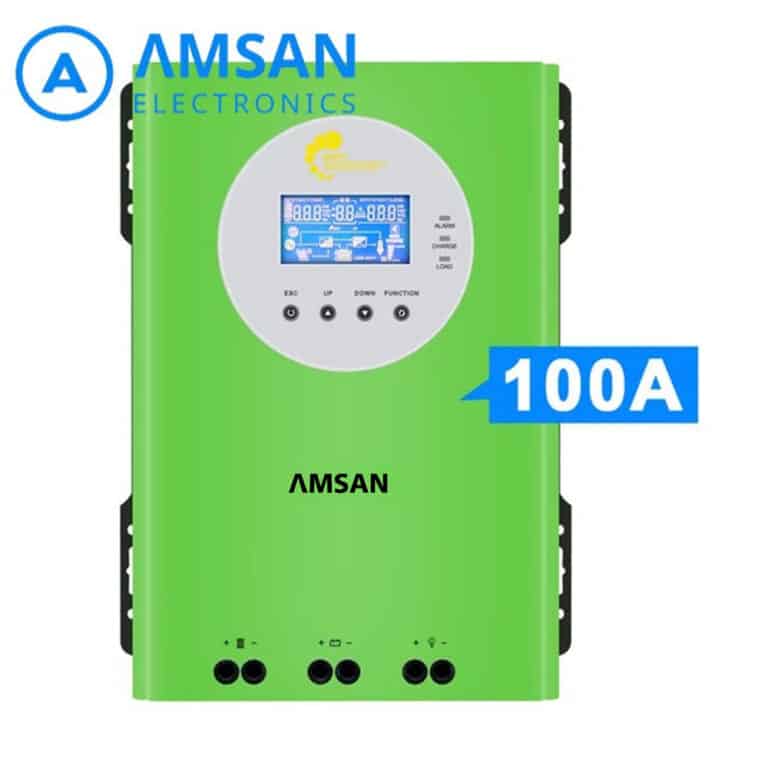 MPPT AMSAN 100A 12V 24V 36V 48V Solar Charge Controller SCC Hijau