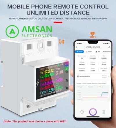 AT4PW 100A MCB WIFI Smart Breaker Timer Hz PF kWh Meter Din Rail