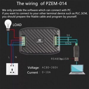 Peacefair PZEM-014 10A AC Communication Module RS485 Multi Meter 6in1