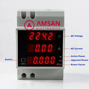 D52-2048 Din rail Volt Ampere Watt Kwh Energi Meter AC 80-300V 0-100A