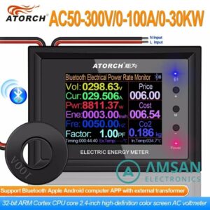 AT24C AC 300V 100A Bluetooth WattMeter Power kWh Meter ATORCH