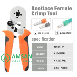 IWISS HSC8 6-4A Tang Crimping Plier Skun Ferruless 0.25mm 6mm