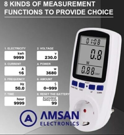 Watt Meter Stop Kontak Pengukur Daya Listrik Wattmeter KWH Volt Ampere
