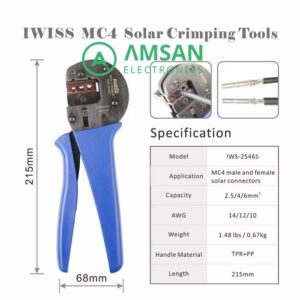 IWISS 2546S Tang Crimping MC4 Connector 2.5mm 4mm 6mm EDM Jaw Pin Loc