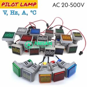 Lampu Pilot Voltmeter Kotak Bulat AC 20-500V 100A Ammeter Hz Suhu Frekuensi Termometer