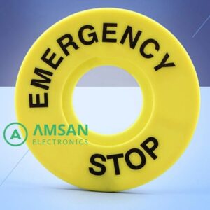 Warning Circle Emergancy Stop 22mm STOP60mm Penanda Kuning