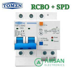 RCBO + SPD 230V 63A TOB1L-63HD MCB Surge Protector Penangkal Petir