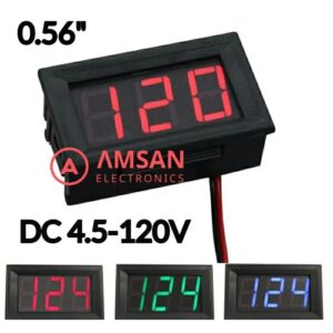 High Voltage DC Voltmeter 120V Volt Meter Digital 0.56 Inch 2 Kabel