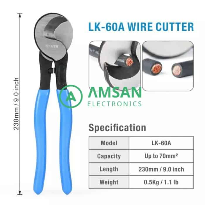 thumbnail interactive-video image 1 of Communication Wires Cutter, LK-60A Cable Cutter Stable For Cutting Copper And Aluminum Novices Below 70mm 1 of 12