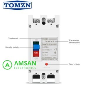 DC MCCB TOMZN 2P 600V 100-250A Overload Protection Switch Protector