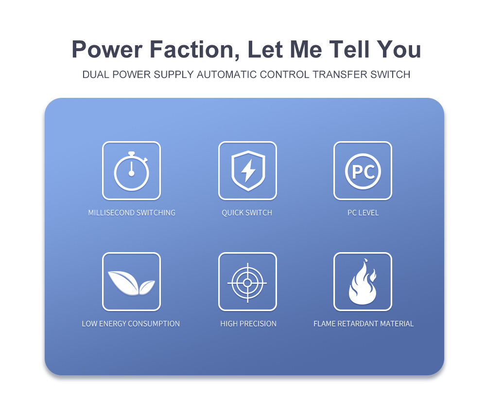 TOMZN Single Phase Din Rail ATS Dual Power Automatic Transfer Electrical Selector Switches Uninterrupted 2P 63A 100A 125A
