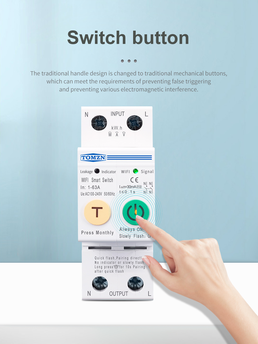 63A smartlife Single Phase WIFI Smart Switch Energy Meter Kwh Metering Monitoring Circuit Breaker Timer Relay MCB TUYA