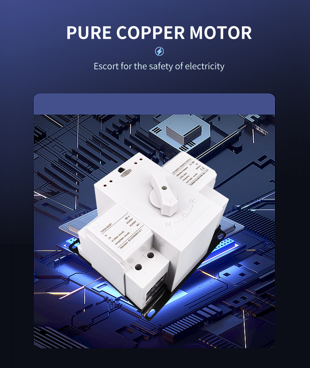 2 input 1 outpout 2P 63A 230V 50/60Hz MCB type Dual Power Automatic transfer switch ATS