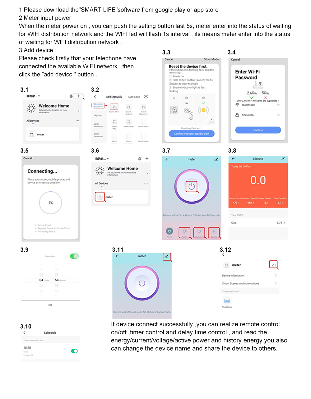 63A smartlife Single Phase WIFI Smart Switch Energy Meter Kwh Metering Monitoring Circuit Breaker Timer Relay MCB TUYA