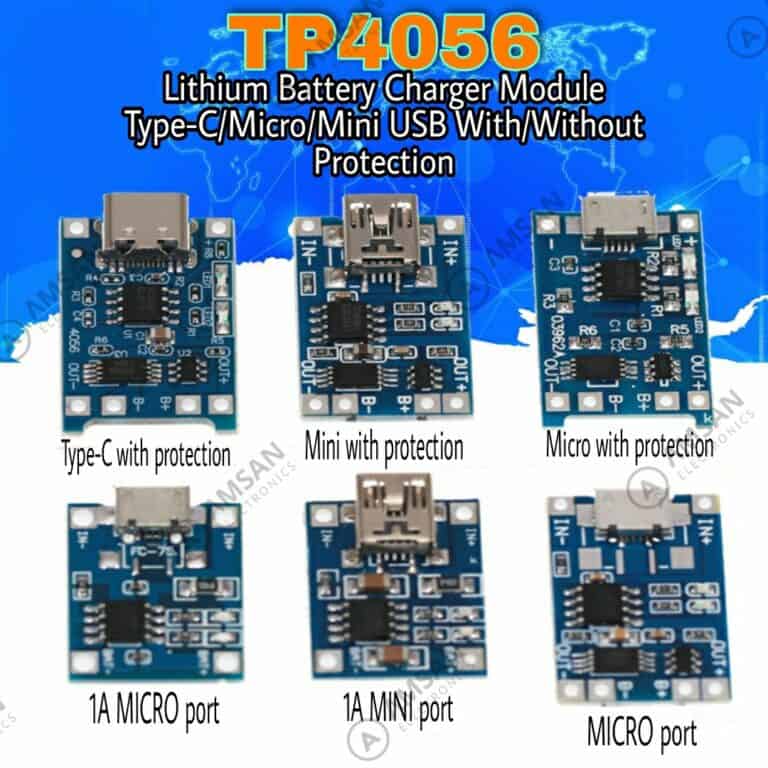 TP4056 1A Li-ion Battery Charger Micro Mini-USB Type-C with Protection