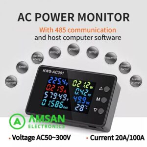KWS AC301 AC301L 100A 20A 8in1 With RS485 Interface Keweisi Wattmeter AC