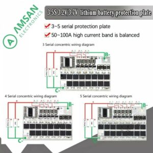 Universal BMS 3S 4S 5S 100A 3.2V 3.7V Battery Lithium Charger Protection Board Li-Ion LiFePO4