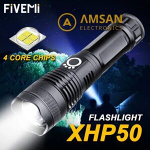 Senter XHP50 Flashlight USB Charging 18650 26650 Battery