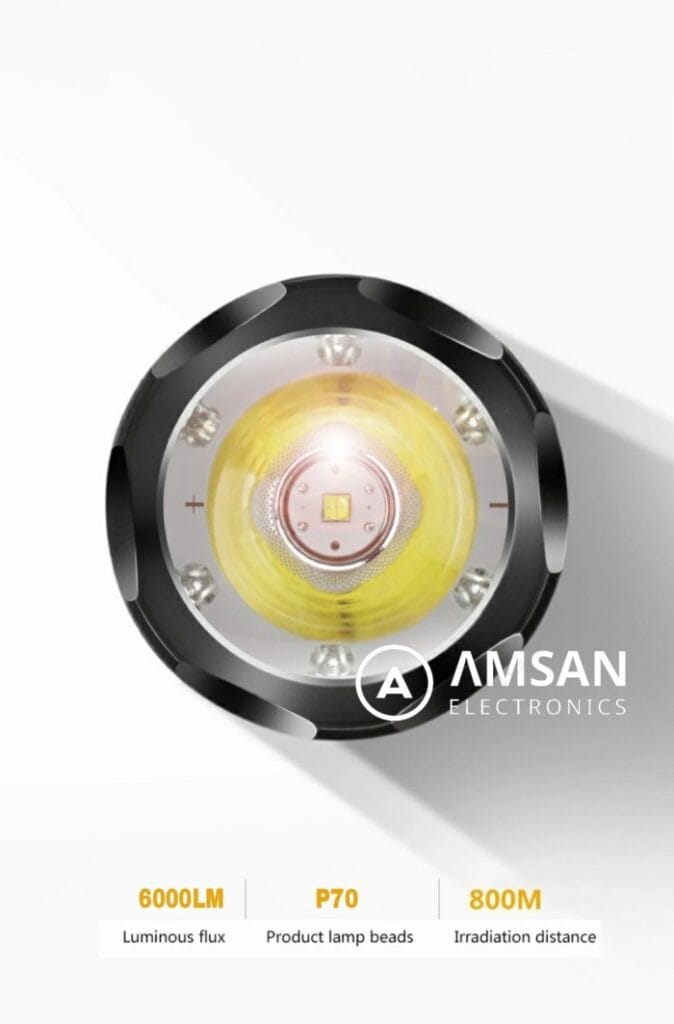 QS 99 Qianshun P90 XHP70 Senter Super Terang 6000lm 10.000 mAh Lithium - Gambar 3