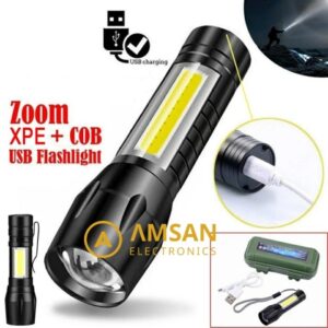 Senter CREE XPE + COB USB Charging Waterproof