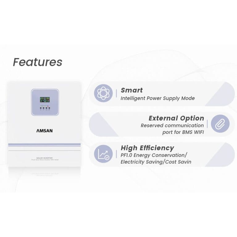 Inverter AMSAN 11kW 48V 150A MPPT 90-500VDC GA Series Support Paralel 3 Phase Bisa Tanpa Baterai - Gambar 4