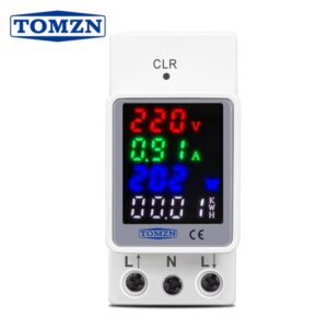 TOMZN 4IN1 din rail AC 220V 100A Voltage Current KWH Electric energy monitor meter VOLT AMP voltmeter ammeter Wattmeter TOVA2-100