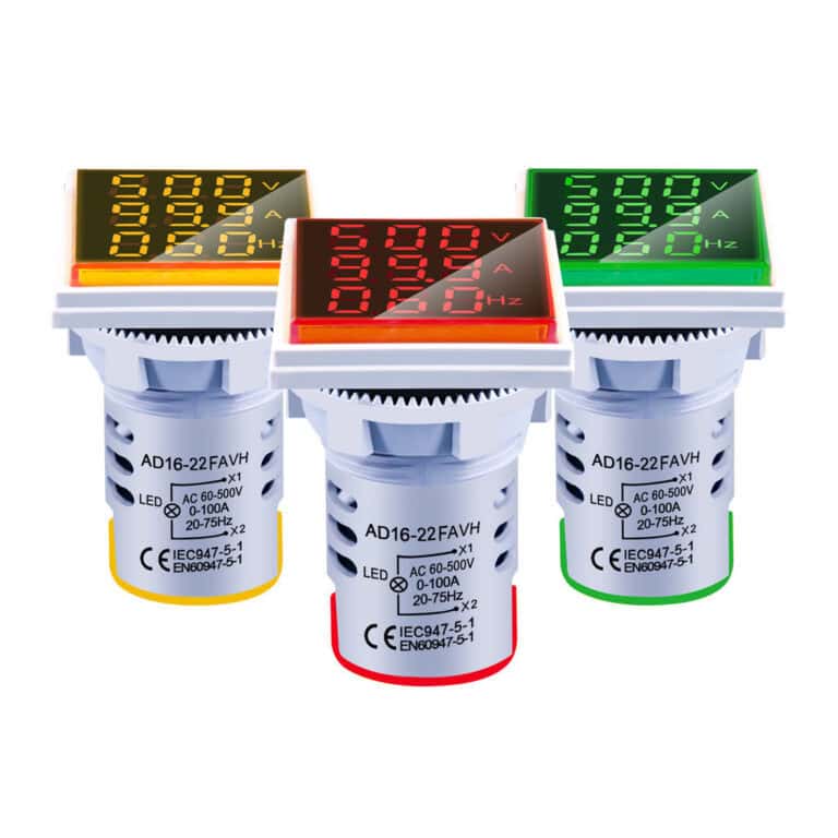 Lampu Pilot AC 60-500V 1-100A LED Digital Voltmeter Ammeter Hertz HZ Signal Lights 220V Voltage Current Meter Volt Amp Tester Detector - Gambar 5