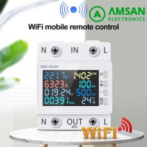 KWS-302WF WiFi 8in1 Din Rail Multi-function Watt Meter kWh Volt AC 63A