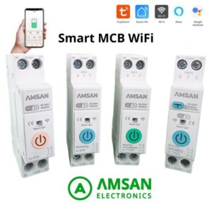 Smart MCB AMSAN WiFi Saklar Jarak Jauh Pantau Daya Perlindungan Arus Tegangan  Berlebih Dan Pelindung Kebocoran Arus Saklar Pintar Tuya Smartlife