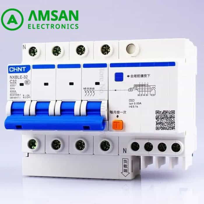 CHINT RCBO NXBLE-32 4P 30mA C10A 16A 20A 25A 32A Residual Current ELCB