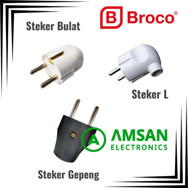 Steker BROCO Bulat Gepeng dan Leter L Colokan Listrik
