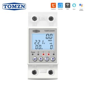 Tomzn TOMPD 63a 110v 220v smartlife wifi energy meter kwh measuring switch timer dengan arus tegangan dan proteksi luapan