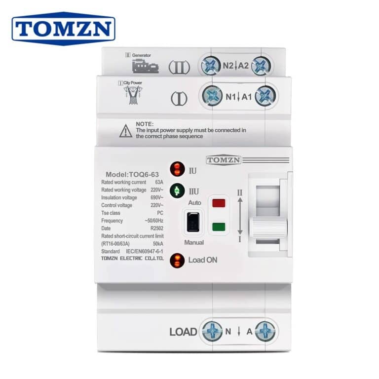 TOMZN Din Rail ATS L N 220V Sakelar Pemilih Listrik Tanpa Gangguan Transfer Otomatis Ganda Daya Kecil 2P 4P 63A TOQ6 - Gambar 3