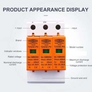 SPD DC 1200V 3P 20kA-40kA TOMZN Surge Protective Device Arrester