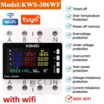 KWS-306WF 306L 306 WIFI Energy Meter Power Meter DIN Rail 3 Phase 4 Wire Voltage AC 85-290V Voltmeter Amps Watt Kwh Meter Color Screen