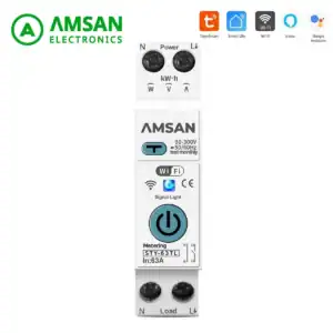 TUYA Smart MCB WiFi Plus RCBO 63A AMSAN 1P+N WIFI Smart Switch Energy Meter Metering Circuit Breaker voltage current leakage protection Relay MCB