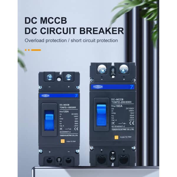 Gambar pemutus sirkuit DC MCCB untuk perlindungan arus lebih dan sirkuit pendek.